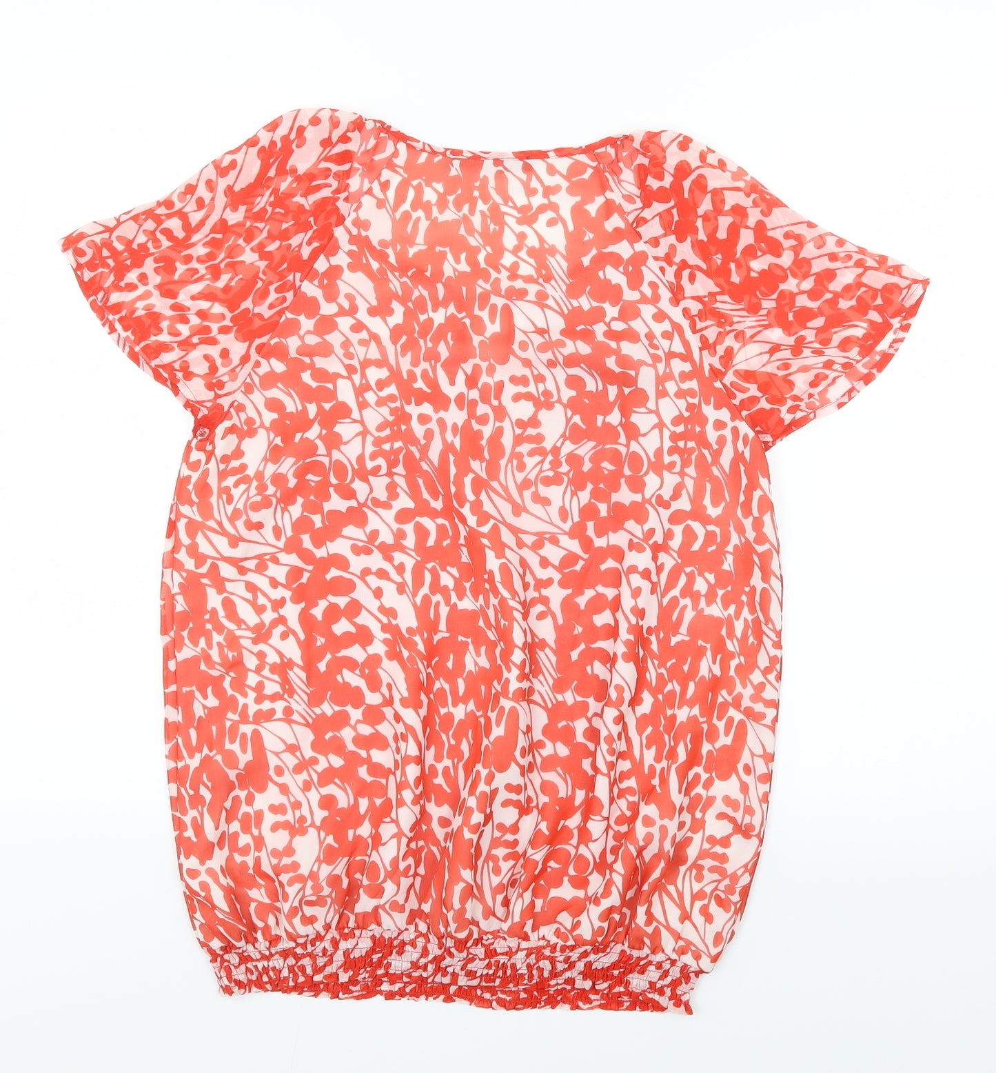 Savior Womens Red Floral  Basic Blouse Size 12