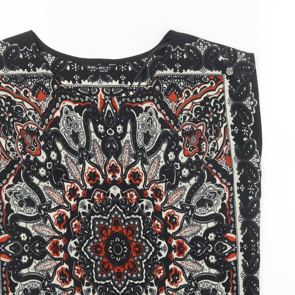 Select Womens Black Paisley  Basic Blouse Size 6