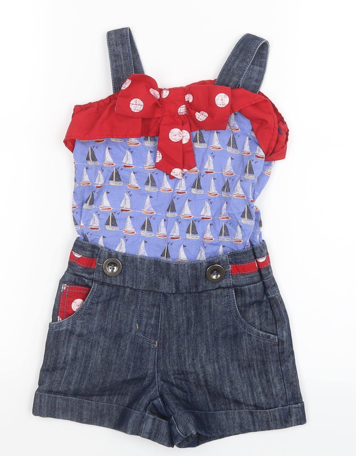 NEXT Girls Blue   Romper Outfit/Set Size 4 Years  - Sailboats