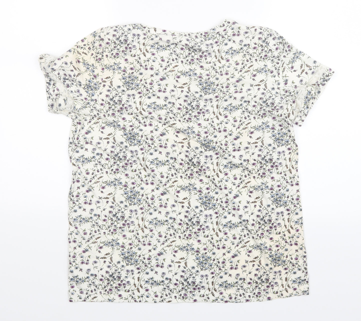 NEXT Womens White Floral  Basic T-Shirt Size 14