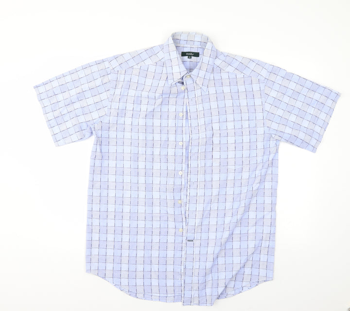 Wolsey Mens Blue Check Button-Up Size M
