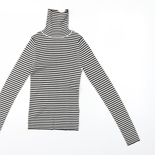 Miss Selfridge Womens Black Striped  Pullover Jumper Size 8