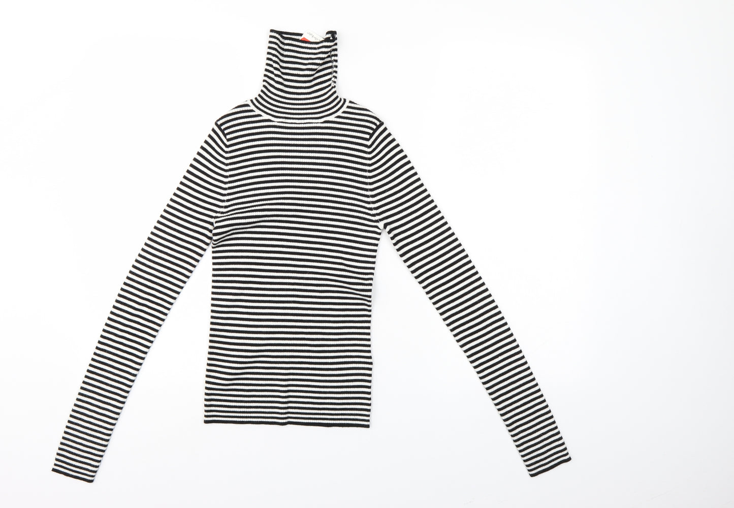 Miss Selfridge Womens Black Striped  Pullover Jumper Size 8