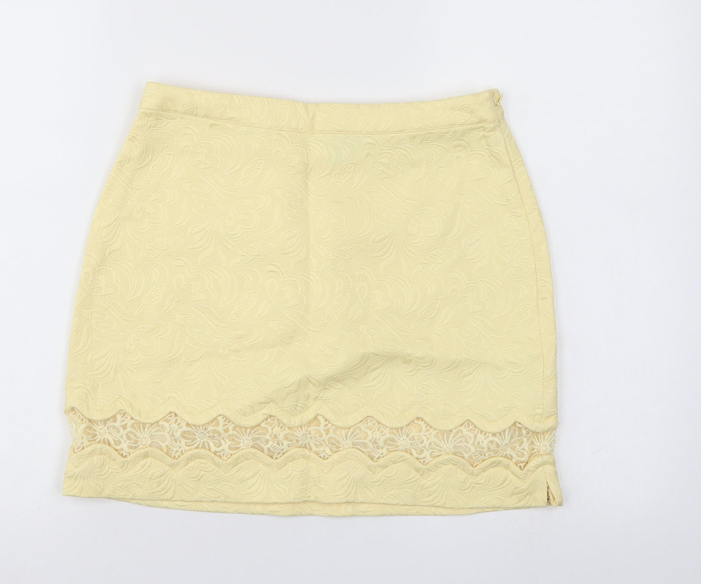 Top Shop Womens Yellow Floral  A-Line Skirt Size 10