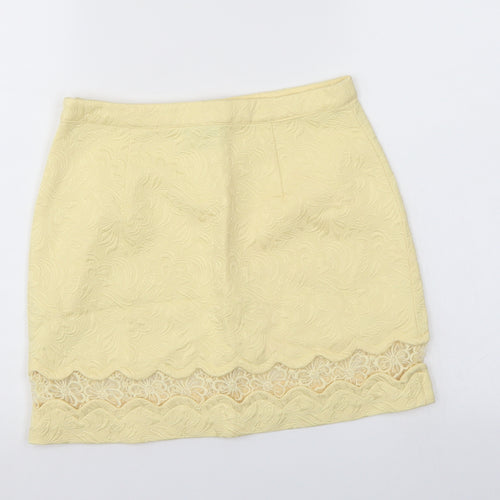 Top Shop Womens Yellow Floral  A-Line Skirt Size 10