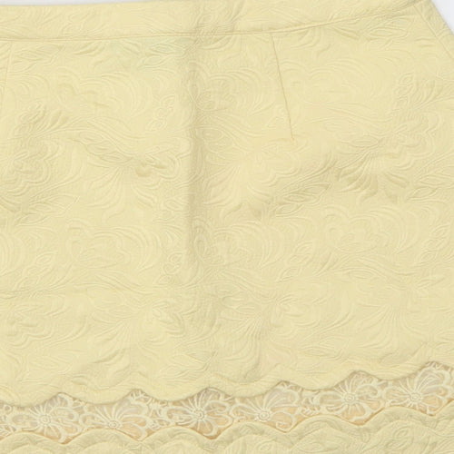 Top Shop Womens Yellow Floral  A-Line Skirt Size 10