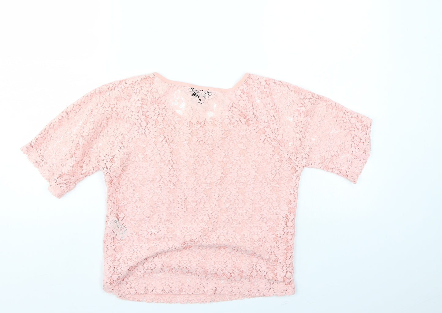 Top Shop Womens Pink Floral  Basic Blouse Size 8  - floral lace detail