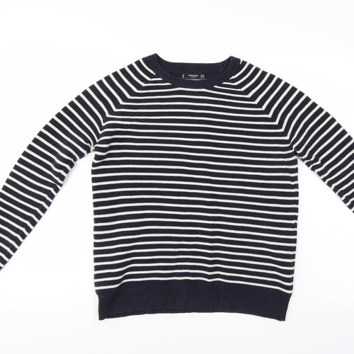 Mango Mens Blue Striped  Pullover Sweatshirt Size S