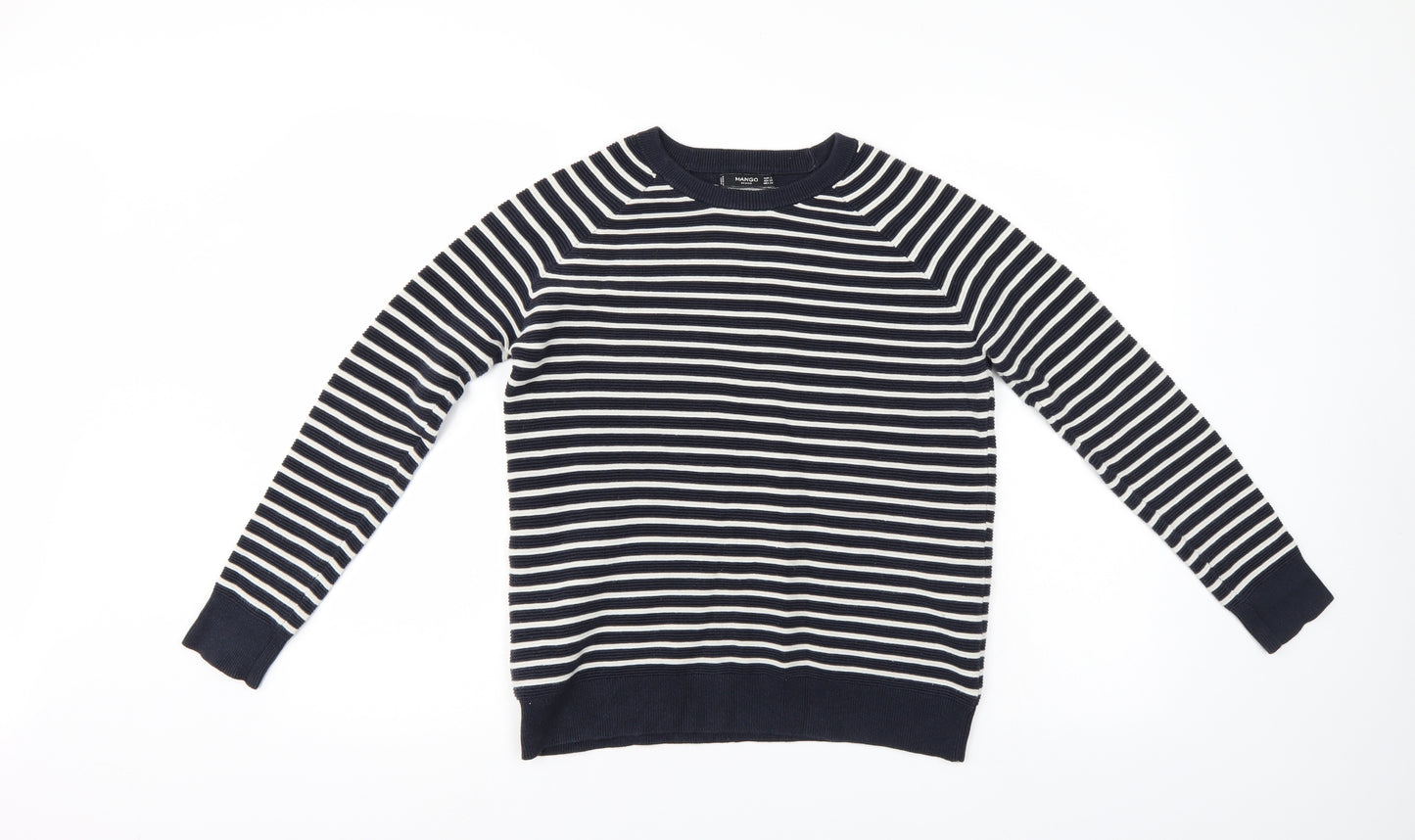 Mango Mens Blue Striped  Pullover Sweatshirt Size S