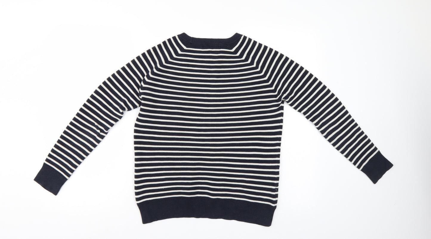 Mango Mens Blue Striped  Pullover Sweatshirt Size S