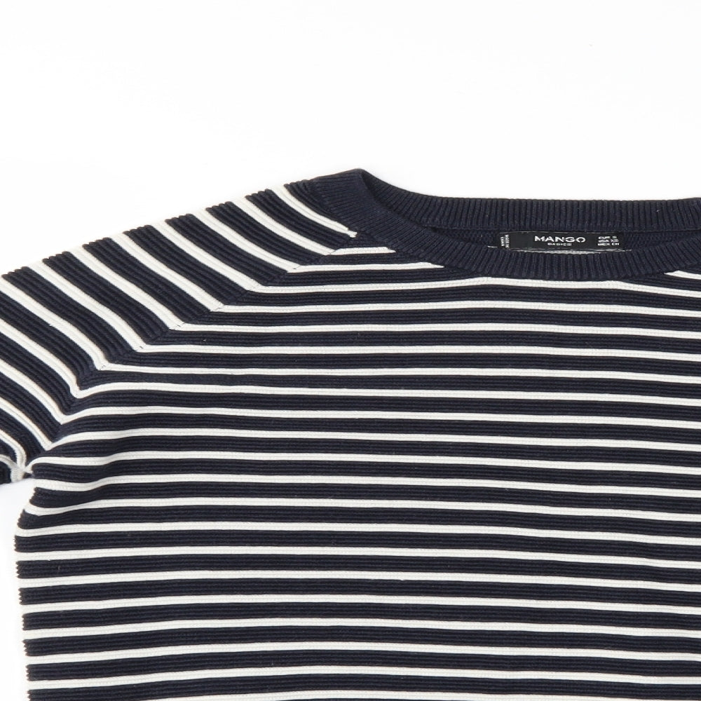 Mango Mens Blue Striped  Pullover Sweatshirt Size S