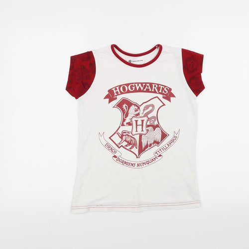 Character Boys White   Basic T-Shirt Size 9-10 Years  - hogwarts