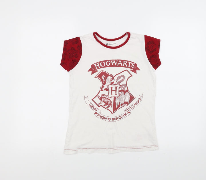 Character Boys White Basic T-Shirt Size 9-10 Years - hogwarts