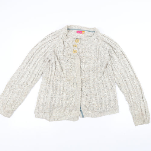 Lily & dan Girls White  Knit Jacket Coatigan Size 11-12 Years