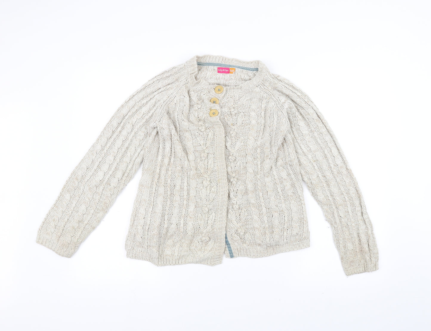 Lily & dan Girls White  Knit Jacket Coatigan Size 11-12 Years