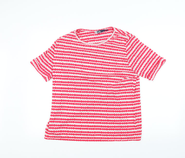 isle Womens Pink Striped Basic T-Shirt Size M