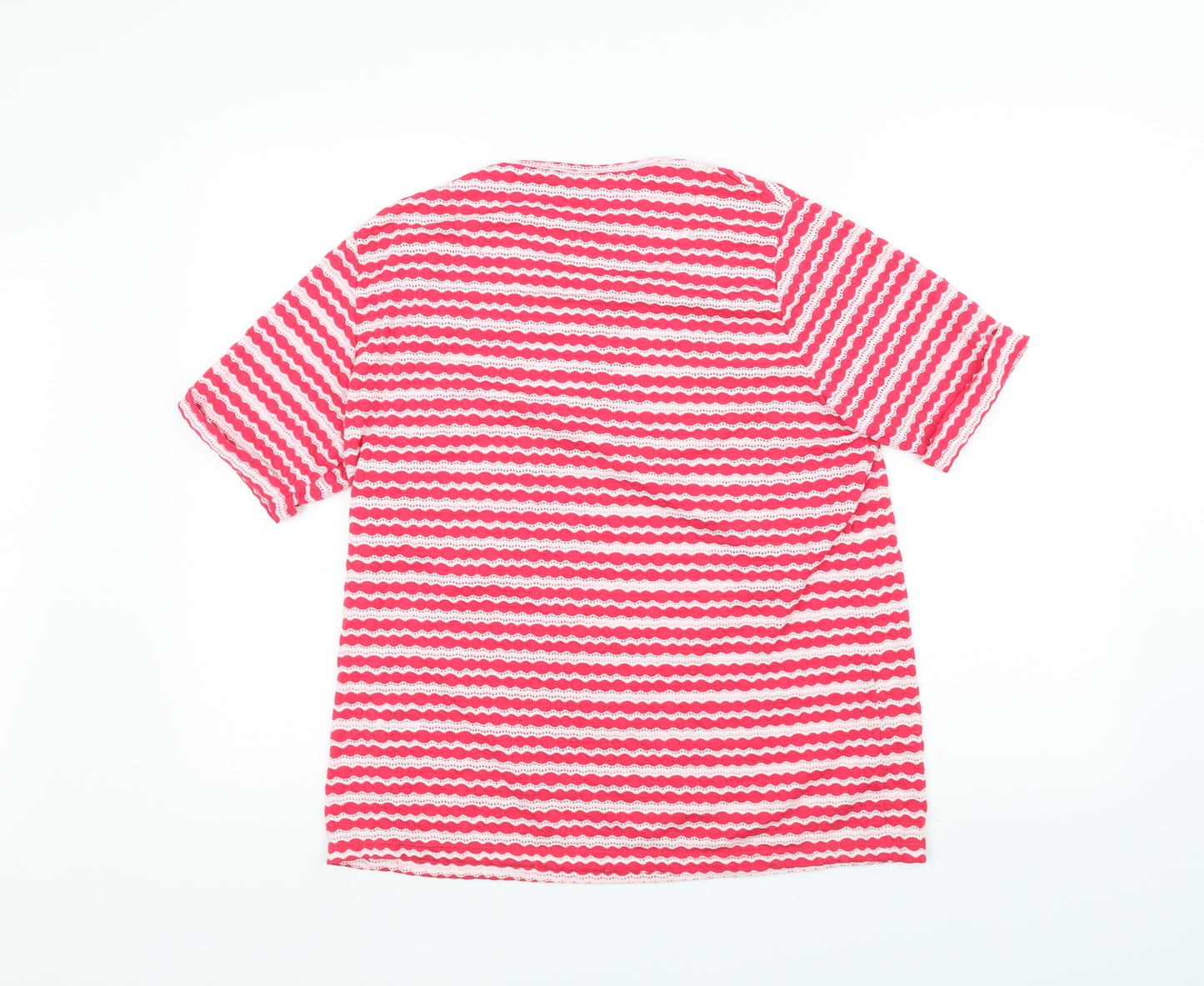 isle Womens Pink Striped  Basic T-Shirt Size M