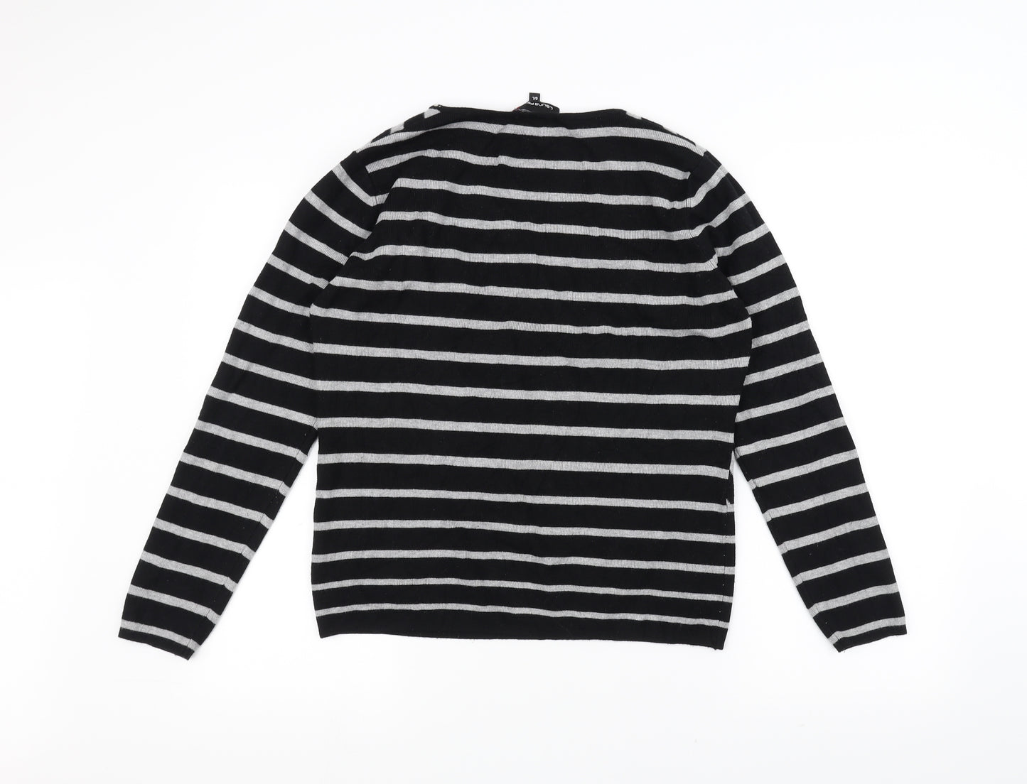 LAURA PETITES Womens Black Striped  Pullover Jumper Size L