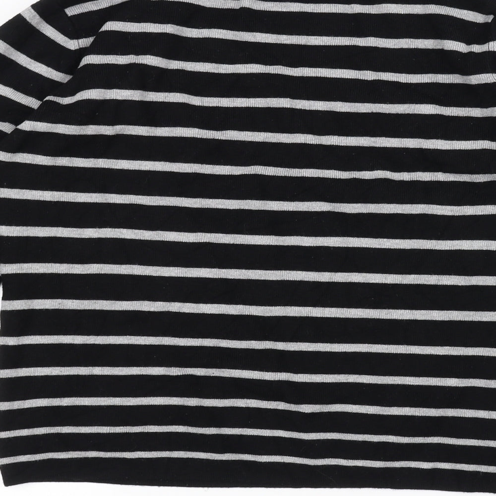 LAURA PETITES Womens Black Striped  Pullover Jumper Size L