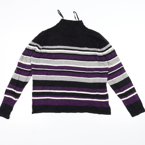 BM Womens Black Striped  Pullover Jumper Size S