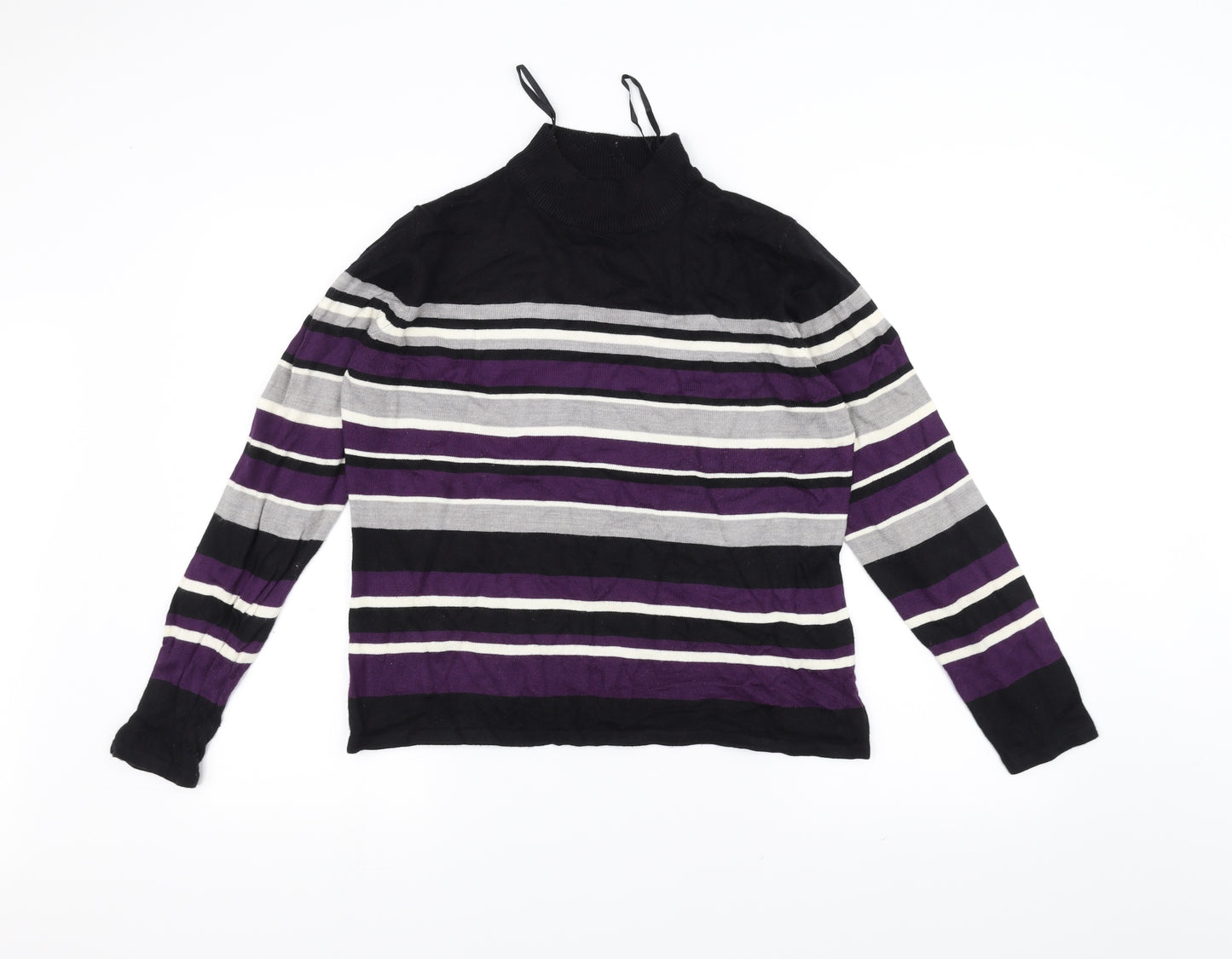 BM Womens Black Striped  Pullover Jumper Size S