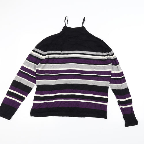 BM Womens Black Striped  Pullover Jumper Size S