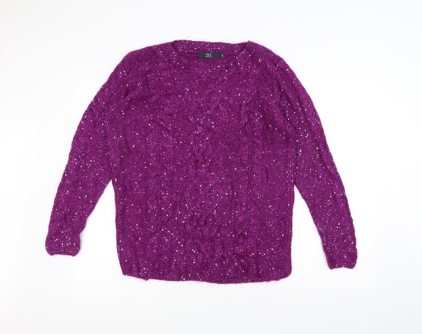 isle Womens Purple  Knit Pullover Jumper Size M