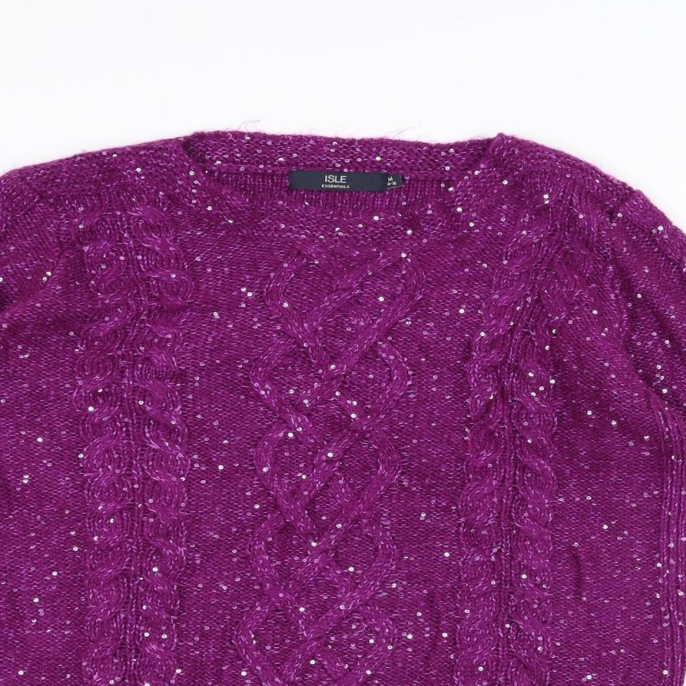 isle Womens Purple  Knit Pullover Jumper Size M