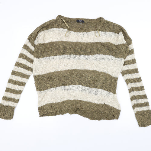 F&F Womens Brown Striped Knit Pullover Jumper Size 12