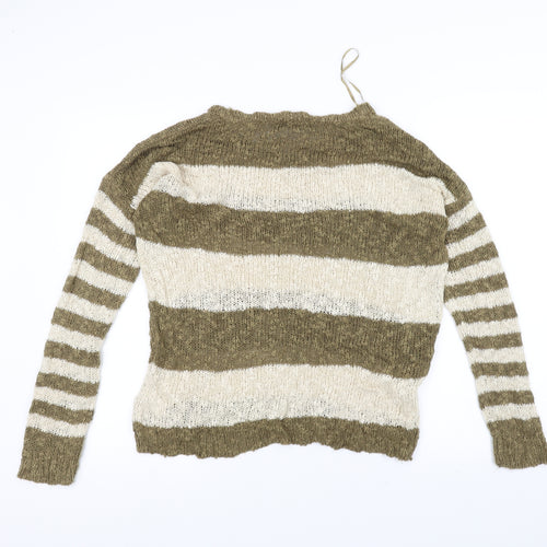 F&F Womens Brown Striped Knit Pullover Jumper Size 12