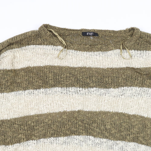 F&F Womens Brown Striped Knit Pullover Jumper Size 12