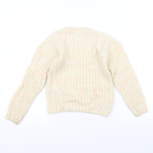 Marks and Spencer Girls White  Knit Pullover Jumper Size 6-7 Years