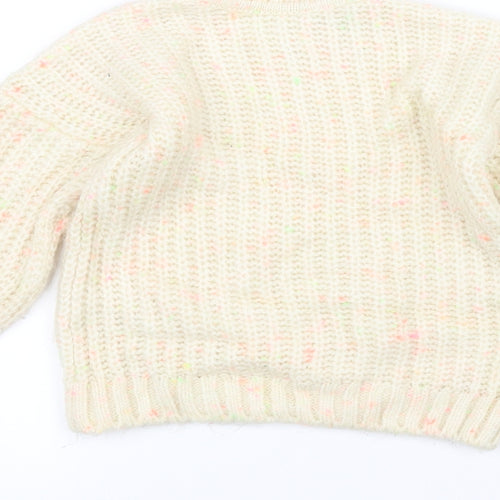 Marks and Spencer Girls White  Knit Pullover Jumper Size 6-7 Years
