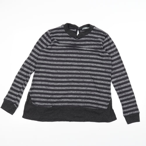 COIN 1804 Womens Black Striped  Pullover Jumper Size S