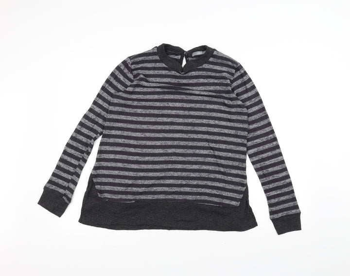 COIN 1804 Womens Black Striped Pullover Jumper Size S