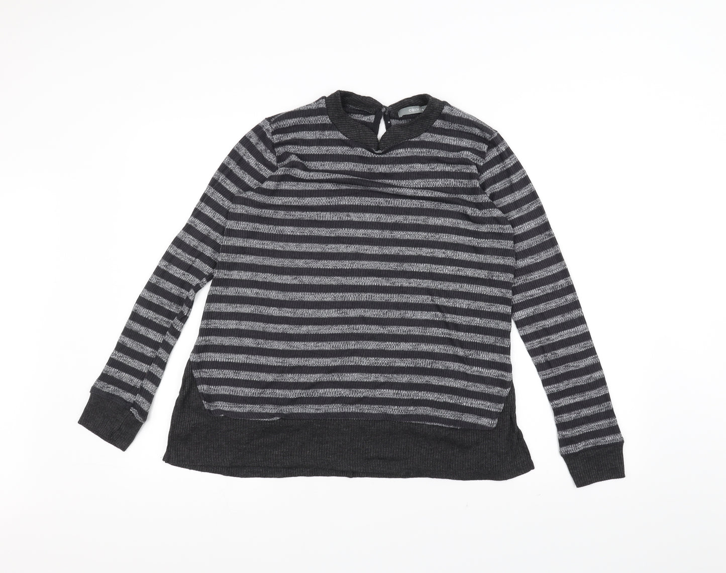 COIN 1804 Womens Black Striped  Pullover Jumper Size S