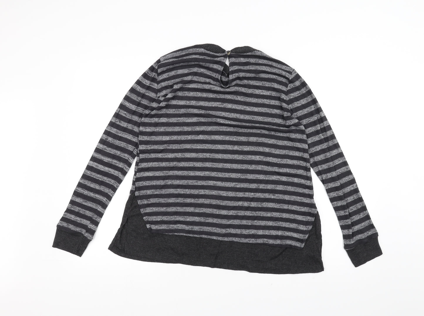 COIN 1804 Womens Black Striped  Pullover Jumper Size S