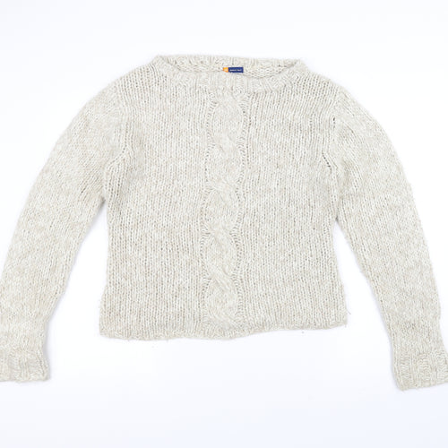 District Womens White  Knit Pullover Jumper Size 14