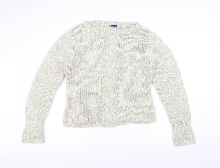 District Womens White Knit Pullover Jumper Size 14
