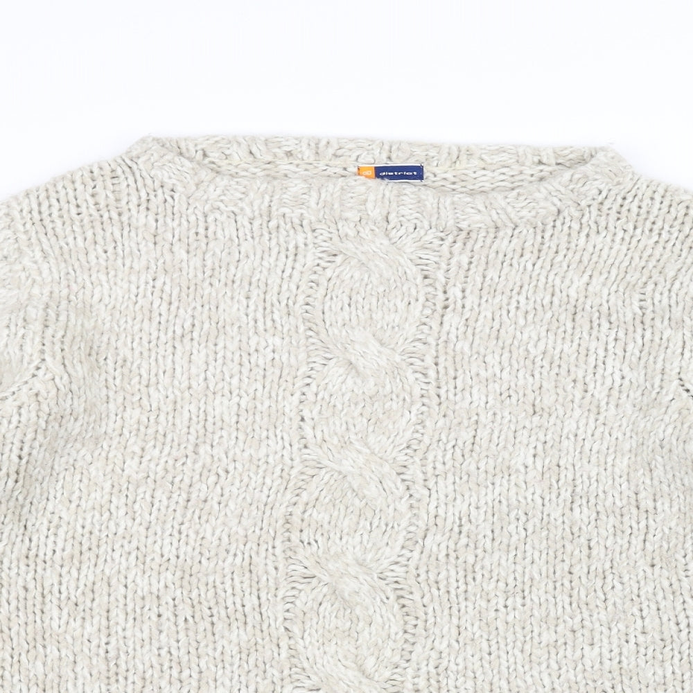 District Womens White  Knit Pullover Jumper Size 14