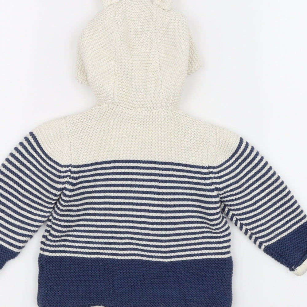 Marks and Spencer Baby White Striped Knit Jacket  Size 6-9 Months