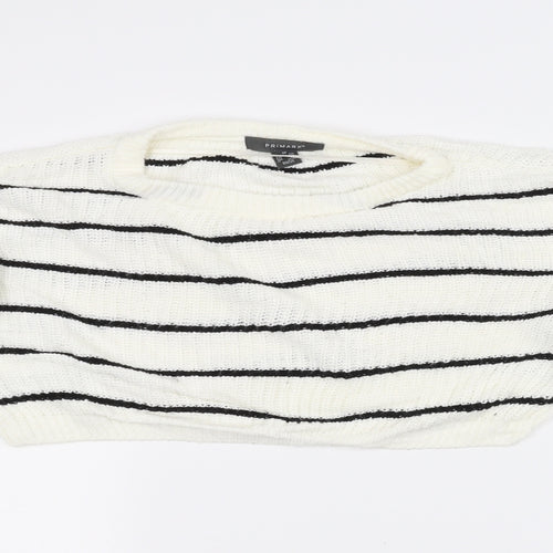 Primark Womens White  Knit Pullover Jumper Size XS