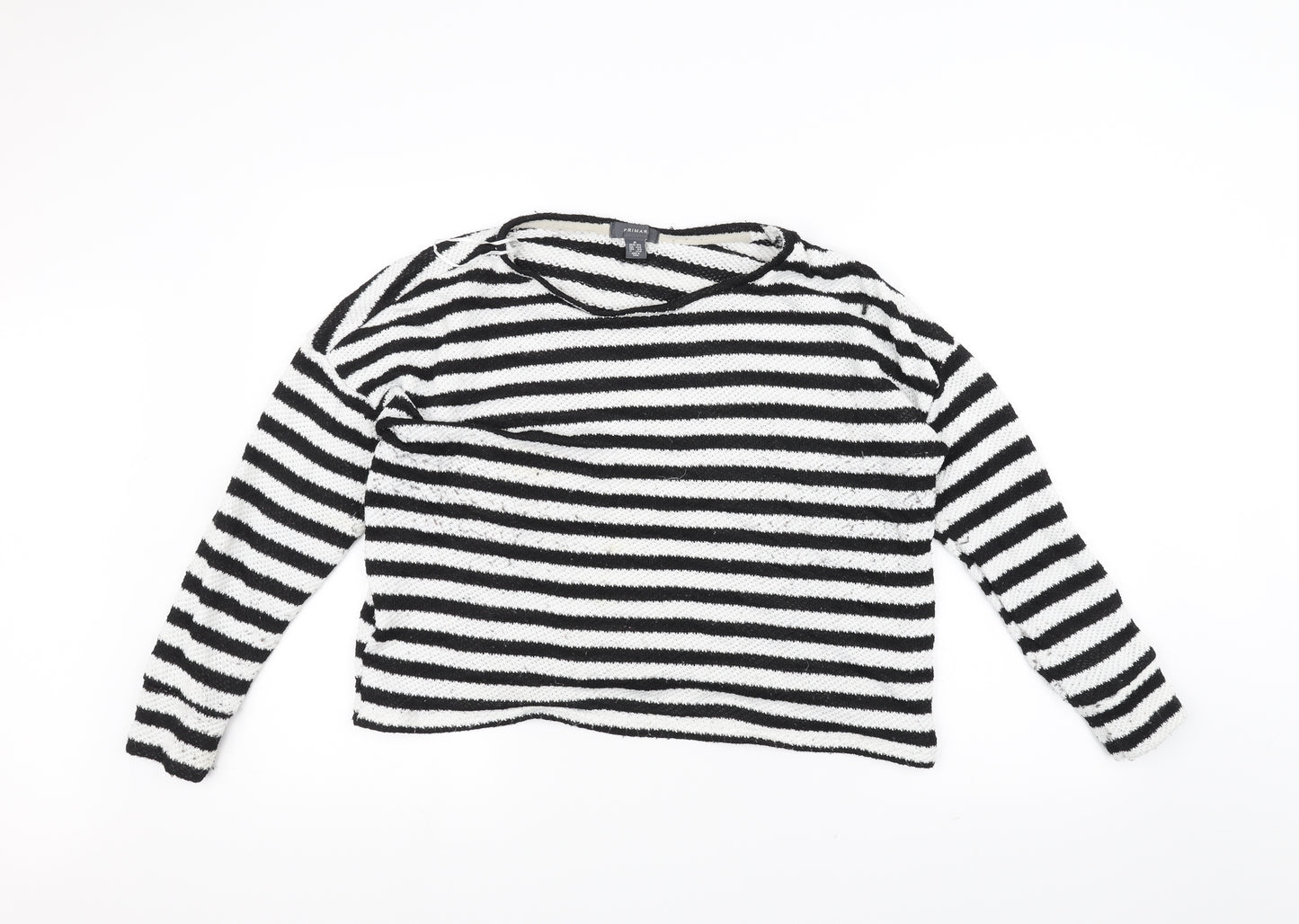 Primark Womens White Striped Knit Pullover Jumper Size M