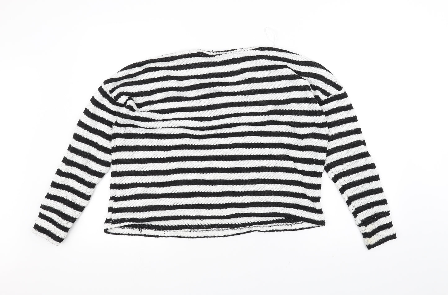 Primark Womens White Striped Knit Pullover Jumper Size M