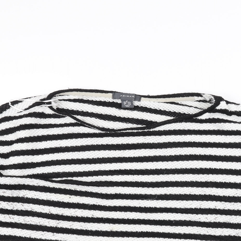 Primark Womens White Striped Knit Pullover Jumper Size M