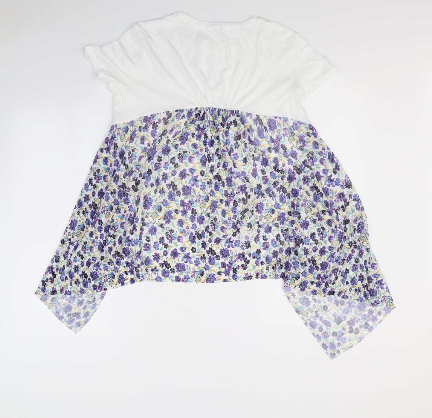 Zara Womens White Floral  Basic T-Shirt Size S
