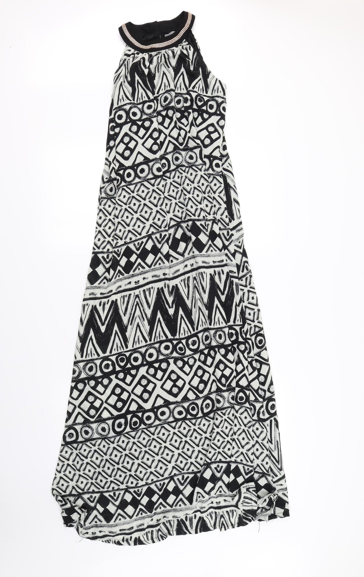 COTTON CLUB Womens White Geometric  Maxi  Size 8