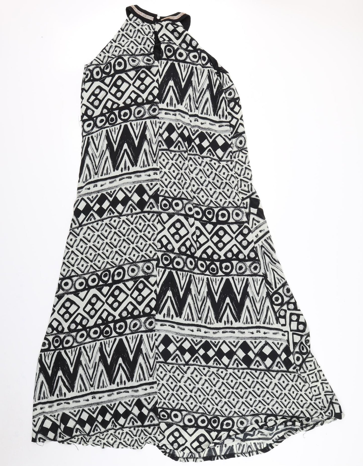 COTTON CLUB Womens White Geometric  Maxi  Size 8
