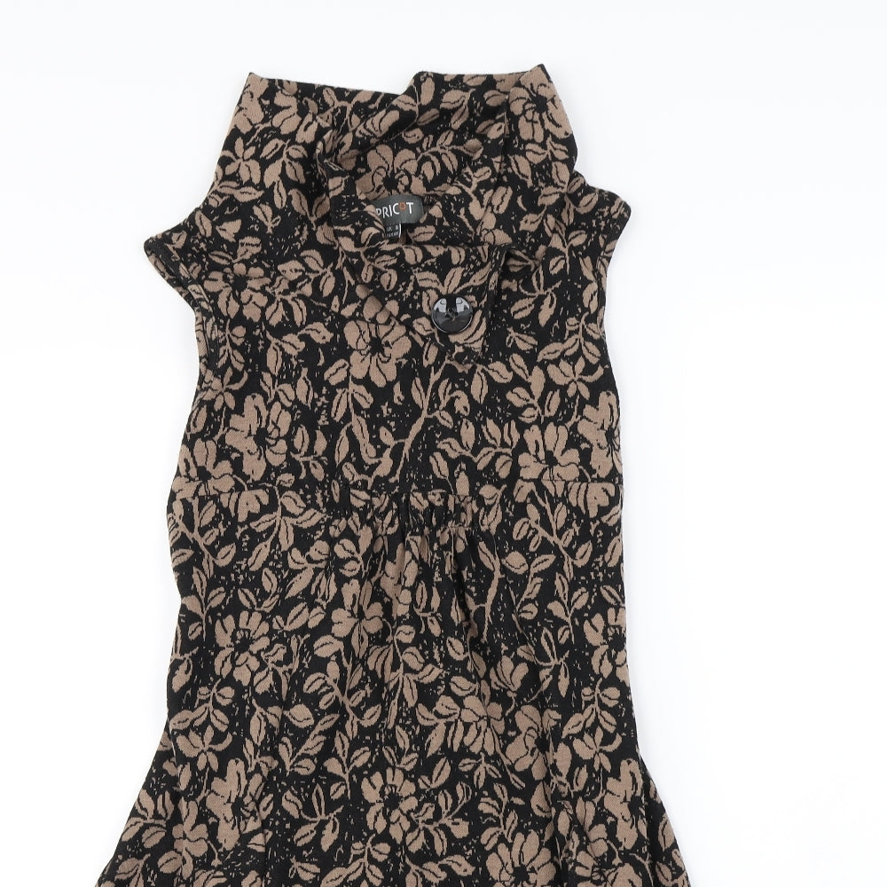 Apricot Womens Black Floral  Jumper Dress  Size 8