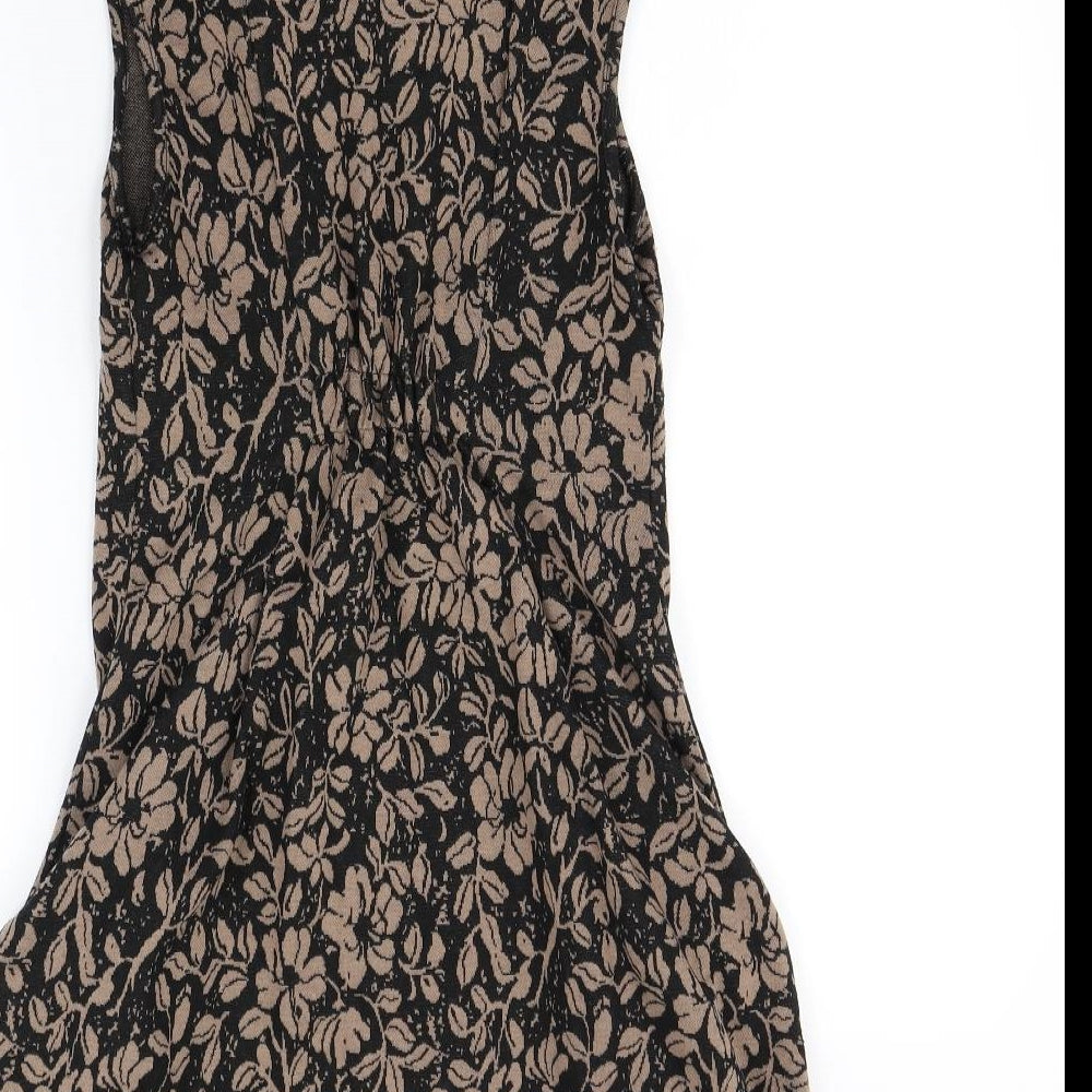 Apricot Womens Black Floral  Jumper Dress  Size 8